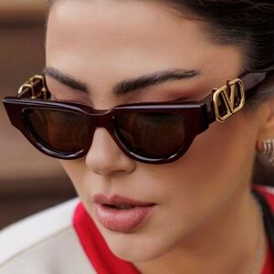 New! Valentino Bordeaux Sunglasses with Gold Accents, V DUE VLS 103B, Authentic